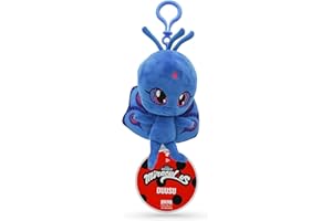 Miraculous Biedronka - Kwami Lifesize Duusu, 12,7 cm paw pluszowy klips dla dzieci, super miękka kolekcjonerska wypchana zabawka z brokatowymi oczami i dopasowanym kolorystycznie plecakiem, brelok do