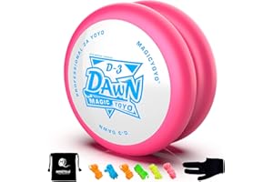 YOSTAR Looping JoJo für Kinder D3, Responsive JoJo für Anfänger, einfach zu Spielen und grundlegende Looping-Tricks zu üben, mit 6 Yoyo-Saiten, Yo-Yo-Handschuh, Yo Yo-Tasche (rosa weiß)