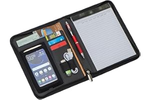 Teczka pierścieniowa A5 z zamkiem błyskawicznym, materiał z włókna skórzanego, kieszeń na smartfona, szlufka notrash2003®