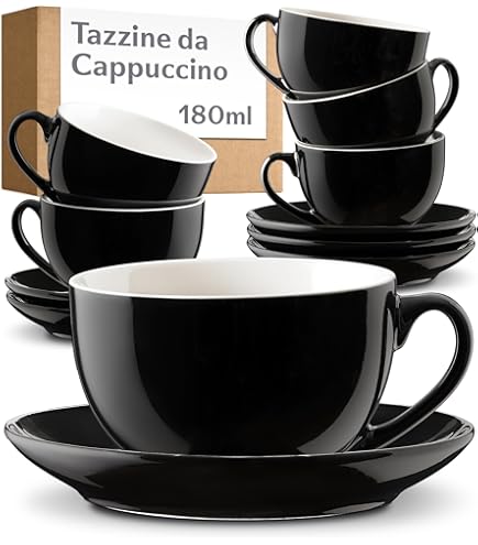 Holzwurm Set Di 4 Tazze In Vetro Con Rivestimento In Legno Di Noce 170ml - Bicchieri Per Caffè, Cappuccino, Tè, Espresso, Regalo Per Amanti Del Caffè - 4