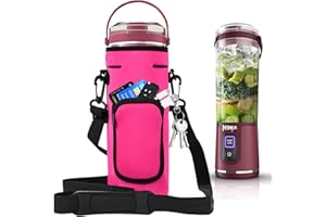AF-WAN Étui de rangement portable avec bandoulière pour mixeur sans fil Ninja BC151EUBK/BC151EUNV/BC151EUCR/BC151EUEM/BC151EUPR/BC151EUWH Blast, portable, 530 ml (rose rouge)