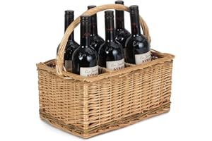 Red Hamper 6 Bottle Steamed Wicker 2 Tone Bottle Carrier