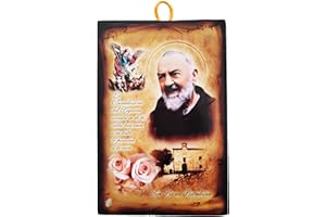 KUSTOM ART Quadro Quadretto Stile Vintage San Padre pio da Pietrelcina Stampa su Legno