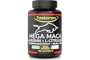 ‎TOSTORON Tostoron MEGA MACA hochdosiert mit MACA Wurzel Pulver Extrakt 50:1-180 Kapseln + L-Arginin, L-Citrullin, Pinienrinde, Selen, Zink, 1 Dose (1x145,2g)