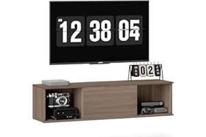 HOMCOM Armario de Pared, Armario de Almacenaje Colgante con 2 Compartimentos Abiertos y Puerta Abatible, Mueble de TV para Salón, Cocina, Baño, 120x30x29,5 cm, Marrón