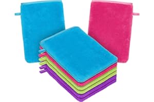 Hotut Guanti da Bagno in Velluto Corallo - Set 8 Pezzi 15 x 20cm, Morbidi e Assorbenti, Riutilizzabili - Manopole Struccanti per il Viso