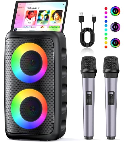 Amplificateur Karaoké Sans Fil Bontempi SonicSync - Micro Dynamique, Effets Lumière, écho, TWS, Pour Fêtes Et Spectacles