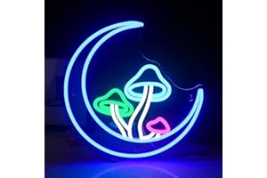 SIGNSHIP Moon Mushroom neón logotipo ajustable Moon neón LED Mushroom neón dormitorio regalo de fiesta de cumpleaños niña niño