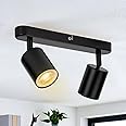 wowatt 2 Way Ceiling Spotlight GU10 Rotatable LED Ceiling Light Fitting Black, Modern Spotlight Ceiling Bar Indoor Industrial Wall Spot Light Metal for Kitchen Bedroom Hallway, Bulb Not Included