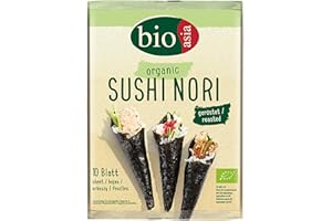 BIOASIA Hojas de Nori Ecológicas, alga tostada bio para la preparación de sushi, 1 x 25 g