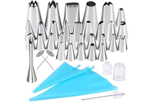 Twolights Douilles Pâtisserie Poche à Douilles en Silicone Réutilisable, 38 Pièces DIY Kit Professionnel pour Décoration de Cupcake Muffins Gâteaux