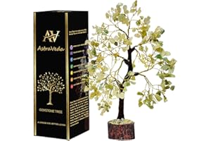 AstraVeda Green Aventurine Tree, Tree of Life, Crystal Tree, Feng Shui Tree, Positive Energy Tree, Meditation Gift, Crystals and Stones, Spiritual Items, 300 Bead