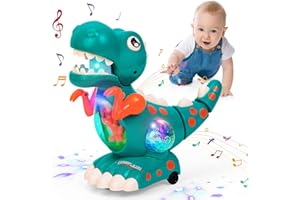 Highttoy Spielzeug ab 1 Jahr, Musik Licht Krabbelnde Dinosaurier Baby Spielzeug ab 12 Monate Baby Sensorisches Musik Dinosaurier Spielzeuge Geschenke 1 Jahr Junge Mädchen