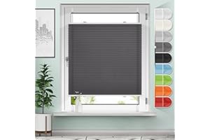 ‎SANFREE Plissee ohne Bohren 90x150cm Anthrazit (BxH) Klemmfix Plisseerollo Blickdicht und lichtdurchlässig Faltrollo Sichtschutz Rollo für Fenster & Tür