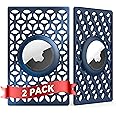 Airtag Wallet Holder for Apple Airtag, DLENP Airtags, 2 Pack, Flexible Credit Card Size, Blue