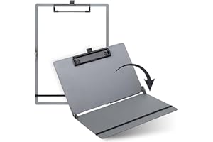 ‎SAX SAX Faltbares Klemmbrett, Grau, Clipboard, A4 auf A5, hoch- und Querformat, ideal für Reisen und Business, für 30 Blatt, inkl. elastischem Verschlussband und Stiftschlaufe, langlebig & stoßfest