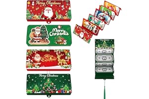 Vibbang 4 Stück Geldgeschenke Weihnachten, Weihnachts-Geld-Oder Geschenkkartenhalter mit 10 Fächern, Geldgeschenk Weihnachten, Scheck Geschenk für Familie Freunde, Kollegen, Geschenke Gutschein Gifts