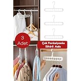 Porsima 3 Adet &Ccedil;ok Fonksiyonlu Dolap I&ccedil;i D&uuml;zenleyici Organizer Sihirli Askı Tiş&ouml;rt G&ouml;mlek Elbise Askısı Beyaz, Org-250-p