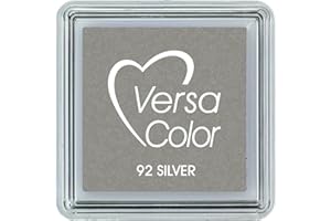 Tsukineko Versasmall - Timbro inchiostrante VersaColor Pigment, Piccolo Cube-Silver, 3,4 x 3,4 x 2 cm