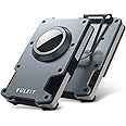 VULKIT Minimalist Slim Wallet for Mens with Money Clip- RFID Blocking with AirTag Holder Design Metal Wallet, Space Grey
