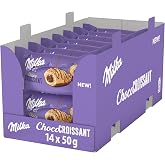 Milka Croissant Chocolate with Milk Chocolate Filling, 14 x 50 g | Croissant Milka filled with milk chocolate from the Alps,