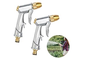 FASBET 2pcs Heavy Duty Garden Hose Nozzle 100% Heavy Duty Hose Pipe Spray Gun Water Gun Garden Hose Spray Gun Hose Spray Gun Metal for Car & Pet Washing, Plants Watering Garden Hose Gun