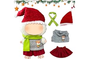BAISHUWU Weihnachtskleidung für 17 cm große Puppen, Bekleidung für 17cm Plüsch, Kleidung für 17 cm Puppe, Weihnachts-Outfit-Set für 17 cm große Puppen, Kuscheltier Kleidung Outfit, Weihnachtsdekorationen