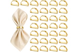 Yokuni 30 Guld Servettringar i Halvcirkelformad Metall | Elegant Dukning för Bröllop, Julbord, Födelsedag och Romantisk Middag – Ringar som Passar Både Papper- och Tygservetter