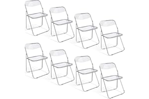 ANVOFONG Set di 8 Sedie Pieghevoli,Sedie Pieghevoli da interno Con Struttura in Metallo,Sedia Pieghevole in Materiale PP,Sedie Pieghevoli da esterno,Sedie Pieghevoli per ospiti ed eventi