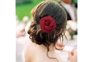 Inateannal Vintage Rojo Flor Pelo Clip Tocado Tela Camelia Broche Rojo Grande Flor Pelo Pasadores Camelia Flor Broche Pasador Floral Pasador Tocado Clip De Dos Vías Joyería Para Las Mujeres