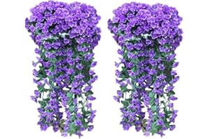 Yeehliny Künstlich Hängende Blumen, Blauregen Hängende Kunstblumen für Hochzeit Haus Dekoration Violette Blumen Wand Glyzinien Kunstblumen Plastikblumen Hängende Plastikpflanzen (2pcs -A)