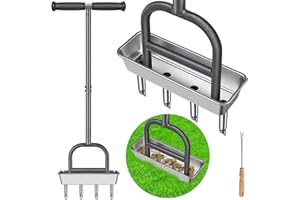 Lifeswell Rasenlüfter, Aerifizierer für Rasen Manuell, Rasenspecht mit Ablageschale und Gartengeräten, Gummigriff Rasenbelüfter Vertikutierer Rasen Belüften für Verdichtete Böden Rasenpflege