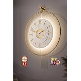 MetaQuartz Aksesuar Led&rsquo;li Gold 7-24 Kristal - B&uuml;y&uuml;k Boy (50X75CM)-(3 ADET PİL HEDİYE) Dekoratif MetalDuvar Saati 40 lık gold