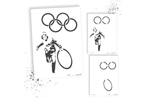 LaserCad Pochoirs BANKSY Streetart (B032, Olympic Rings Thief, DIN A5) Stencil pour graffiti, aérographe, art, décoration, peinture
