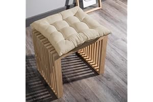GREATOYAR Cojines para Silla y Asiento, Decoración de Asiento de Jardín Casa Terraza, Cojín Decorativo con Correas de Sujeción, 9 Pespuntes, Fabricado en España, 38 x 38 x 3.5 cm, Pack 4, Beige