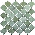Arabesque Peel and Stick Tiles for Kitchen, Thickeest Peel and Stick Wall Tiles, 10-Sheet 3D Self Adhesive Wall Tiles Backsplash, Green 12''×12'' Stick on Tiles for Kitchen and Bathroom