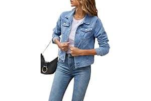 Geagodelia Women's Denim Jacket Ladies Vintage Short Jean Jackets Button Down Sweatshirt Y2K Aesthetic Top UK Spring Summer Autumn