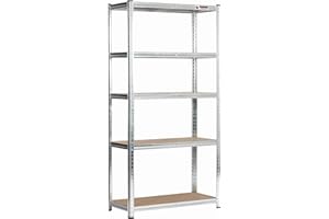 Rhino Racking - 5 Tier Heavy-Duty Industrial Storage Shelves - Galvanised - 180x90x40cm