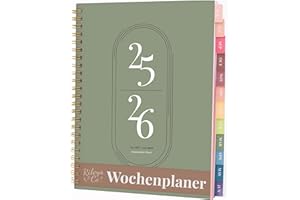 Rileys & Co 2024/2025 A5 School Planner, Calendar, Study/Semester Planner, Perfect for Students, Professionals, Green, 20 x 15 cm, in German