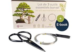 CULTIVEA® - zestaw 3 niezbędnych narzędzi do bonsai - narzędzie stalowe - ogród - nożyce do bonsai do pielęgnacji bonsai i roślin - nożyce okrągłe - przycinanie bonsai - drut aluminiowy