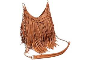 LUI SUI Mujer Faux Suede Fringe Tassels Cross-Body Shoulder Bag Bolso de Escuela de Viaje para Mujer Monedero