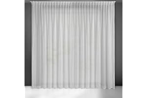 Eurofirany Belissa Tenda bianca trasparente con struttura antipioggia orizzontale e nastro pieghevole anche per guida da soffitto/tenda, 1 pezzo, tras