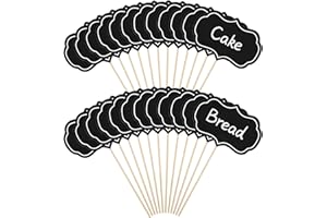 ABEILLO Lot de 24 drapeaux à étiqueter pour buffet - Noir - Marqueur à fromage - Décoration de gâteaux - Tableau de message pour tous les types d'événements, fêtes, gâteaux, aliments