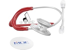 MDF INSTRUMENTS MDF® MD One® Stetoscopio in acciaio inox premium della a due testine - Garanzia a vita & Programma-componenti-gratuite-a-vita - Bordeaux (MDF777-17)