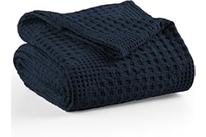 Milam London Super King Throw Blanket | 100% Cotton Soft Extra Large Throws | Super King Bedspreads | Blanket For Bed | Joanna Collection | Navy Blue - 250 x 280 cm