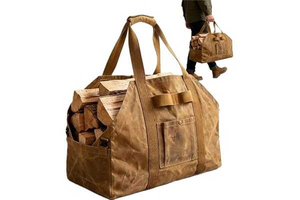 LPZMPZ Kaminvedväska Träkorgen Transportväska Trätragekorgen Trätragekorgen för Kaminved Brennved Bära Firewood Log Carrier Bag Kaminväska Segeltyg Kaminvedväska Canvas Vikbar