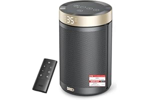 Dreo Energiesparender Heizlüfter, 34 dB Leiser 1500W Elektrischer PTC Keramik, Thermostat, Überhitzungs- & Kippschutz, 12 Std. Timer, Elektroheizung für Räume Schlafzimmer, Heater 316, Gold