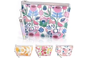 YOKILLY Makeup Organiser Make Up Bag: Clear PVC Travel Makeup Bag - Waterproof Cute Wash Toiletry Bag -Portable Printed Cosmetic Bags for Women Girls