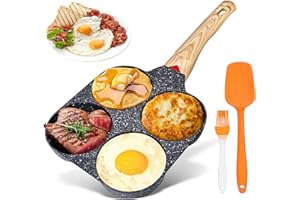 Rhitchy Poele a Crepe à 4 Moules: Poêle Pancakes Antiadhésive pour Hamburger Oeuf Frit, pour Cuisinière à Induction Gaz et Électrique en Céramique