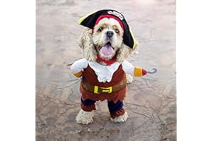 NEW-YIJUNSHUN Pet Pirates Costume, Funny Cute Pet Dog Cat Pirate Clothes Suite Outfit for Halloween Christmas Holiday Dress Up Cosplay, Party Apparel Clothing for Cat Dog (M)